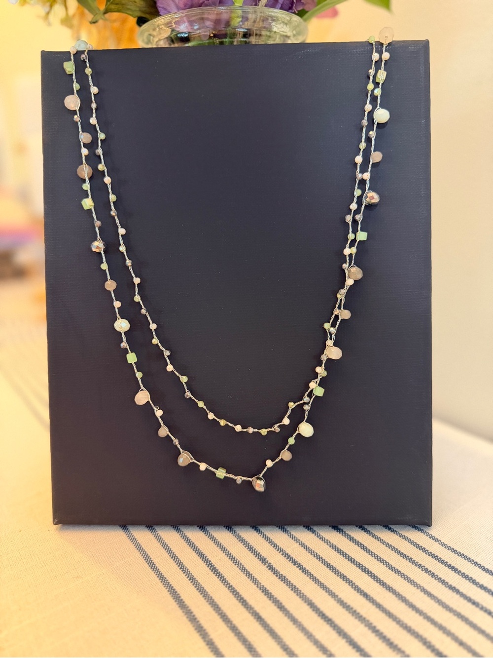Crossroads Fine Handcrafted Contemporary Jewelry 36” Beaded Layered Necklace